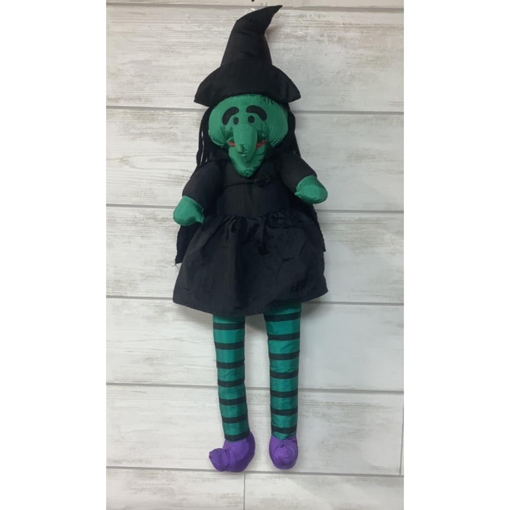 Vtg Halloween Wicked Witch Green Plush Nylon 27" International Silver Co. 1993